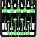 PROWIN 9-Piece Magnetic Screwdriver Set, Slotted & Phillips Tips, CR-V Steel, Cushion Grip, Ergonomic Handle, Tool Set with Organizer Rack for Home & DIY
