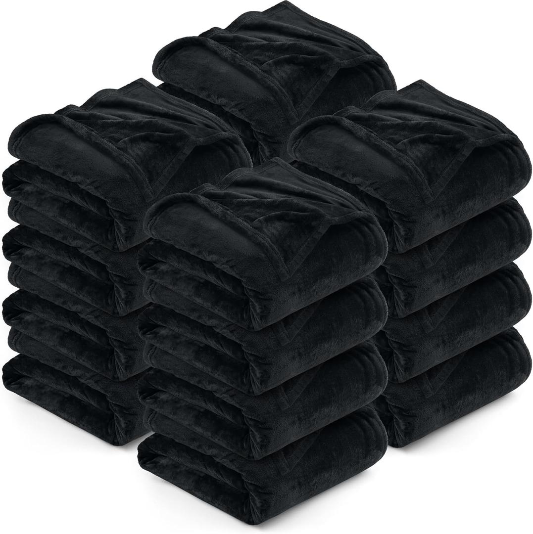 Utopia Bedding Black 300GSM Fleece Blanket (Throw Size - 50x60 Inch) Luxury Soft Bed Blanket (Bulk Pack of 16)