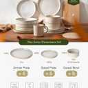Famiware Star Plates and Bowls Sets, Modern Stoneware Dinnerware Sets for 6, 18-Piece Kitchen Dish Set - Chip and Scratch Resistant, Microwave and Dishwasher Safe Tableware, Cappuccino White