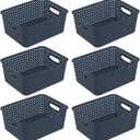 Cand Plastic Storage Basket Bin, 6 Pack Small Organizing Basket for Desktop