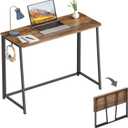 WOHOMO Folding Desk, Small Writing Desk 39.4", Space-Saving Foldable Laptop Table Writing Workstation for Home Office, Easy Assembly, Rustic Walnut (Large Size:39.4 x 15.7, Brown)