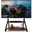 Rolling TV Stand on Wheels with Wood Shelf for 50-100 Inch LCD LED Flat Curved Screens, Heavy Duty Outdoor TV Cart on Wheels, Height Adjustable, Holds up to 220 LBS, Vesa 800600mm.