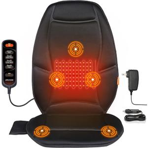 CARSHION Back Massager Chair Pad, Vibration Massage Seat Cushion, Back Massager with Heat, Seat Warmer for Pain Relief, Chair Massager for Office, Gifts for Men Women