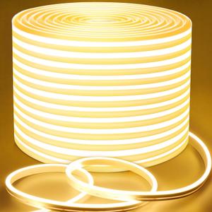 Lamomo Neon Rope Light, 24V Warm White Dimmable Rope Lights, 65.6ft Waterproof Flexible LED Strip Lights, Silicone 3000K Neon LED Strip for Bedroom Indoor Outdoor Decor