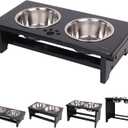 HTB Elevated Dog Bowls, Raised Dog Bowl Stand with 2 Stainless Steel Bowls, Elevated Raised Dog Bowls for Large Medium Small Sized Dogs- Black Small