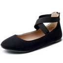 DREAM PAIRS Women's Comfortable Fashion Elastic Ankle Straps Flats Shoes (10, Black)