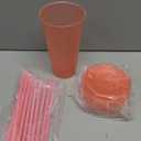 Amyhill 12 Pcs Reusable Glitter Cups with Lids and Straws 24 oz Plastic Tumbler Iced Coffee Cup Travel Mug for Smoothie Juice Sleepover Wedding Graduation Party Supplies Girl(Light Pink)