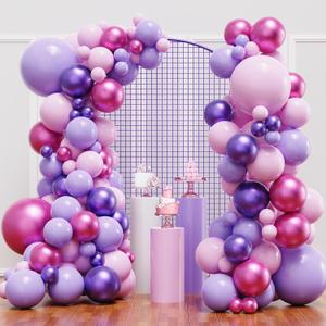 YMSZ Pink and Purple Balloons, 136pcs Pink and Purple Balloons Garland Arch Kit with Different Sizes for Girls Women Birthday Baby Shower Wedding Party Decorations