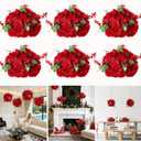 Wedding Centerpieces for Tables 6pcs Red Rose Ball Artificial Flower Arrangements 11" Silk Floral Half Balls for Party Home Valentine's Day Decoration