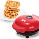 DASH Mini Waffle Maker Machine for Individuals, Paninis, Hash Browns, & Other On the Go Breakfast, Lunch, or Snacks, with Easy to Clean, Non-Stick Sides, Red Heart 4 Inch