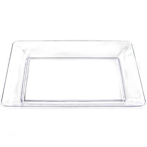 Bluesky Trading Clear Plastic Rectangular Serving Tray - Pack Of 5 - Elegant Design, Perfect For Weddings, Birthday Parties, Hosting, Entertaining, Special Events, Everyday Use, & More