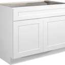 Brookings Shaker Unassembled Sink Base Kitchen Cabinet SB42, 42 W x 24 D x 34.5 H, Painted White, Solid Wood, Design House, 561506