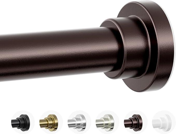 Shower Curtain Rod, 1" Diameter Heavy Duty Tension Shower Rod, Non Slip Adjustable 28-74 inch No Drill Shower Curtain Rods Spring Tension For Bathroom, Shower Stall, No Rust, Bronze