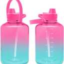 Simple Modern Half Gallon 64 oz Water Bottle with Push Button Silicone Straw Lid & Motivational Measurement Marker | Large Reusable Tritan Plastic Water Jug | Summit Collection | Sorbet