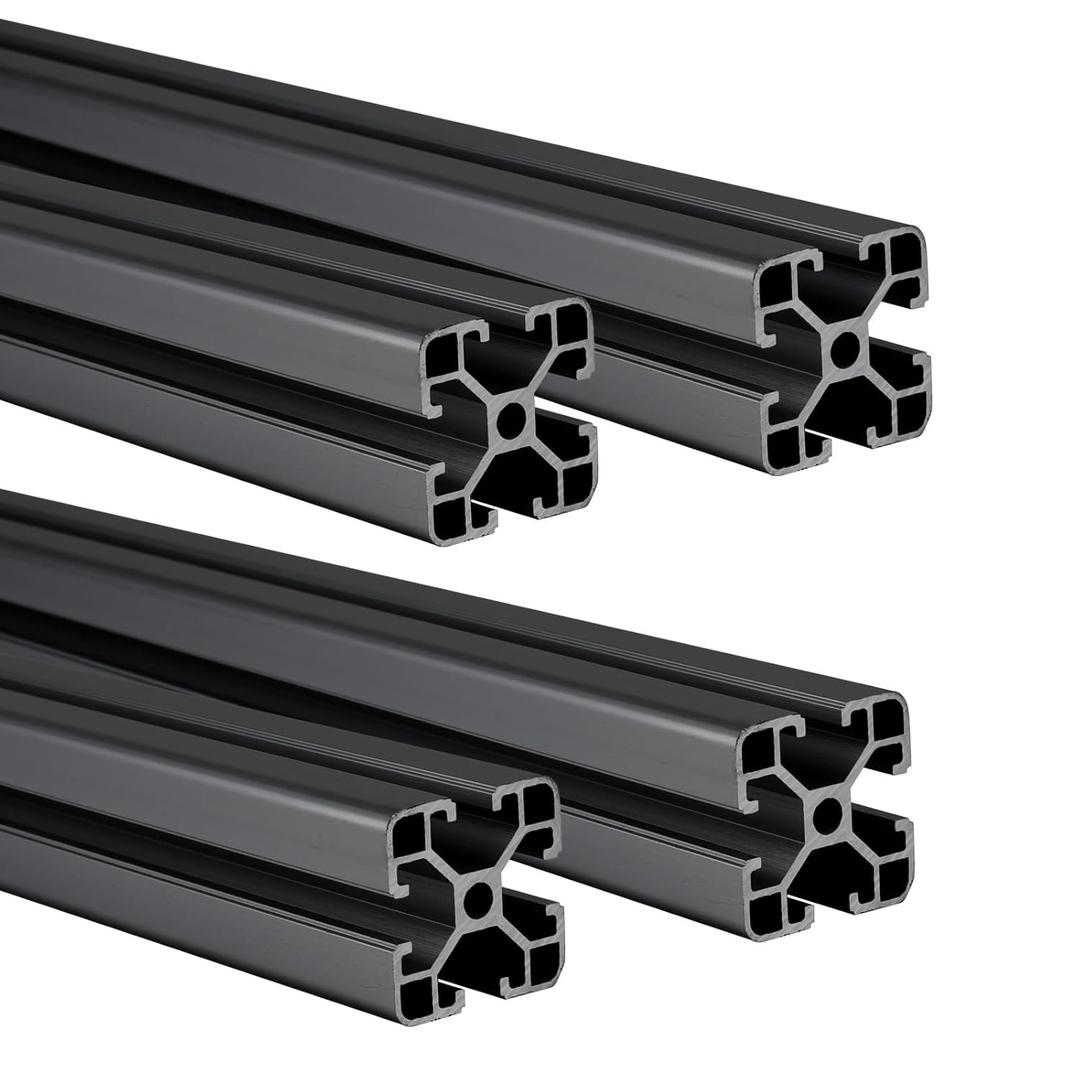 48Aluminum Extrusion Profile Black 4040 T-Slot, European Standard Anodized Linear Bar Rail Framing 1220 mm for 3D Printer Parts, CNC Routers (4 Pack)