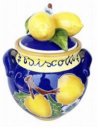 Lemon Cookie Jar Kitchen Biscotti Canister by Blue Sky Heather Goldminc