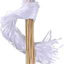 100PCS Ribbon Stick Wands Wedding Streamers with Silk Fairy Stick Wand for Wedding Party Baby Shower Send Off Party Activities Holiday Celebration Favors (White-100PCS)