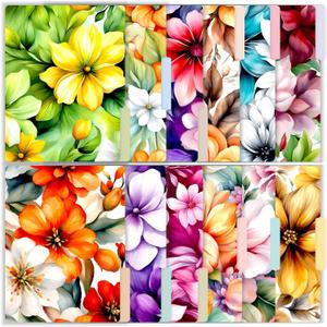 PARTH IMPEX 12 Pack Decorative Floral File Folders, 1/3 Cut Tab with Assorted Positions, Letter Size Paper Holders (9.75 x 11.75) Matte Finish Laminated, Cute Fancy Folder for Office School Work