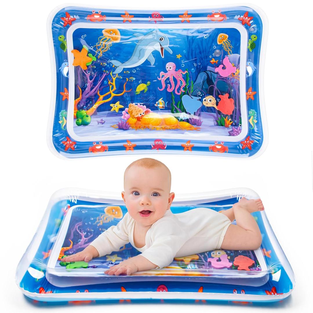 Tummy Time Water MatInflatable Tummy Time Water Play Mat for Babies, Infants and Toddlers 3 to 12 Months Promote Development Toys Baby Gifts (Blue)