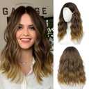 Light Brown Wig 18 Inch Medium Length Wigs for Women Middle Part Synthetic Hair Wavy Wig with Upgraded Strands,Natural Hair Wigs for Daily Party/Halloween Use 18Inch,Light Brown