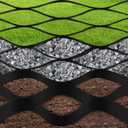 2" Thick Gravel Grid 16.5FTx6.5FT Geogrid, 1885Lbs per Sq Ft Ground Grid, Heavy Duty Geocell Anti-Deformation Permeable Pavers for Landscape, Walkway, Shed Base, Parking Lot (Black, 6.5 * 16.5ft)