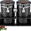 Yangbaga Ground Coffee Storage Container with Shelf, 263OZ 304 Stainless Steel Coffee and Sugar Container,Airtight Coffee Canisters with Scoop, Food Storage Jars for Kitchen,Nuts,Tea,Sugar (Silver)