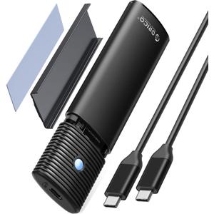 ORICO M.2 NVMe SATA SSD Enclosure Adapter Tool-Free, USB C 3.2 Gen 2 10Gbps NVMe, 5Gbps NGFF SATA PCIe M-Key(B+M Key) 2230/2242/2260/2280, Aluminum External M2 Reader Support UASP Trim- PWDM2-BK