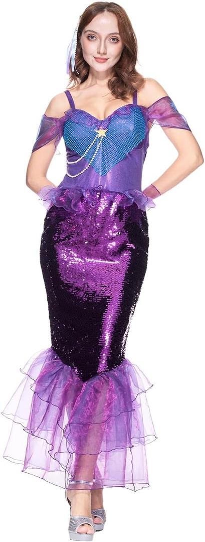 EraSpooky Mermaid Costume for Women Halloween Sea maid Tail Dress (Large)