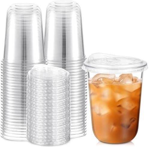 Amazon.com: Ziliny 25 Sets 16 oz Clear Plastic Cups with Strawless Sip Lids, Thickened Clear Disposable Plastic PET Crystal Cups for Iced Coffee, Smoothie, Cold Beverage, Drink Shops and Party Catering : Health & Household
