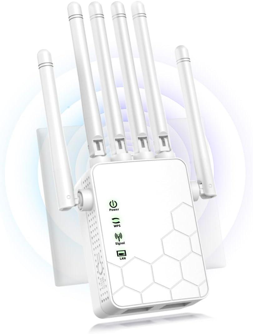 2025 New WiFi Extender Signal Booster, New Faster WiFi Extender Booster with 6 Antennas, 2 Ethernet Port,Coverage up to 11000 sq.ft, Long Range WiFi Repeater Wireless Router Amplifier,1-Tap Easy Setup