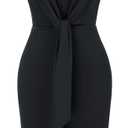 GRACE KARIN Women's Summer Midi Dresses Cap Sleeve Tie Waist Work Dress Slit V-Neck Bodycon Dress Business Casual Outfits (Large, Black)