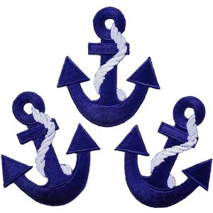 Blue Anchor Embroidered Iron on Patch Seafaring Sign Symbol DIY Ship Sailor Marine Crew Captain Applique