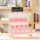 Greeting Card Display Stand, 4-Tier Greeting Card Organizer for Cards, Postcard, Photos, Brochure, Sticker, Trading Cards, Metal & Wooden Retail Display Rack for Vendors Counter Retail (White)