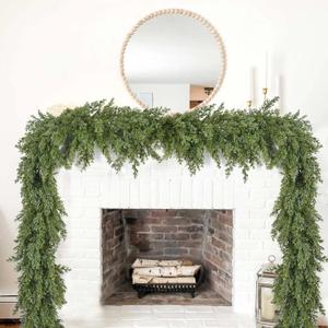 9FT Pine Cedar Christmas Garland, Christmas Greenery Garland,Realistic Cypress Garland for Holiday Mantel Fireplace Table Centerpiece Decoration