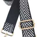 PCBAG Replacement Purse Straps Adjustable Wide Classic Cross Body Shoulder Strap Black and White Stripes Guitar Belts for Handbag, 1.5"