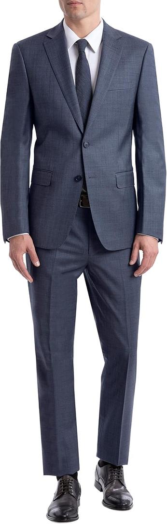 Calvin Klein Men's Slim Fit Suit Separates, Medium Blue Sharkskin, 42 Long