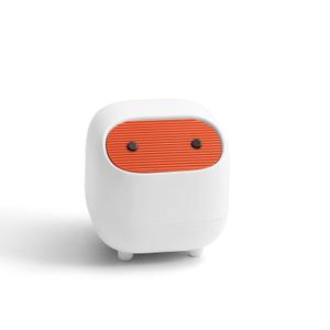 Mini Trash Can with Lid, Cute Ninja Desktop Trash Cans, Small Trash Can Office Plastic Garbage Can for Bathroom Vanity, Desktop, Office or Coffee Table (White)