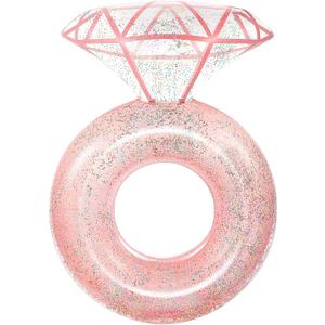 HeySplash Pool Floats, Inflatable Diamond Ring Pool Float, Large Engagement Ring Floatie for Bachelorette Party, Swim Tube River Lake Wedding Bride Stagette Decor Fun Toy Raft Adults, Rose Gold