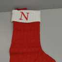 Christmas Stockings with Initials,20 Inches Large Knit Embroidered Letter Green White Christmas Stocking,Monogram Christmas Stocking for Famliy Holiday and Xmas Tree Fireplace (Letter N)