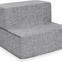 Best Pet Supplies Dog Stairs & Steps - Foam Steps for Small Dogs & Cats, Non-Slip Indoor Balanced Pet Step Support, Dog Ramp, No Assembly, Ash Gray Linen, Foldable 2-Step (12-inch Height)