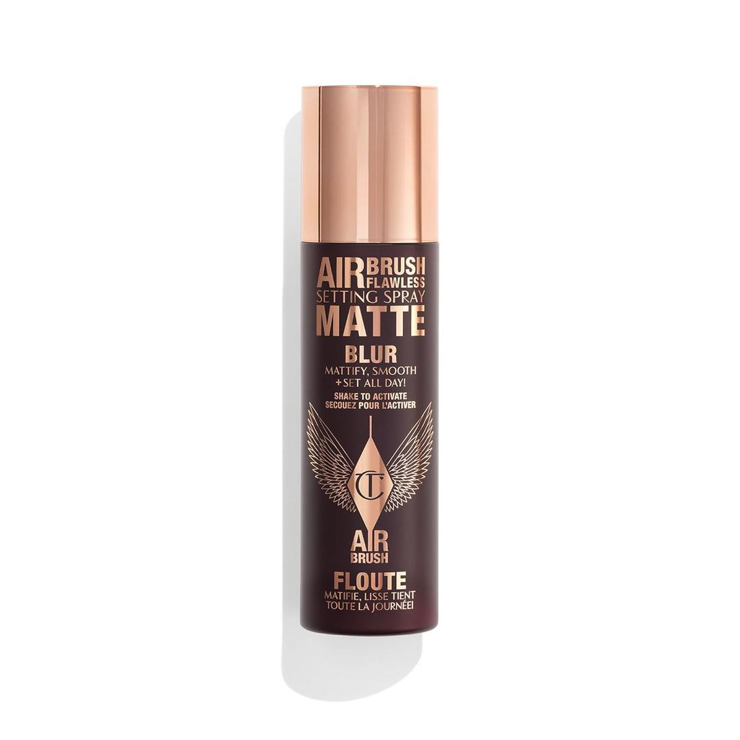 Charlotte Tilbury Airbrush Flawless Matte Setting Spray UltraFine Mist to Prime & Set Face Makeup for Up to 16 Hours Soothes, Blurs Pores & Calms Skin
