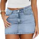 DEICAEVO Womens Denim Skirt Casual Mini Jean Skirt Stretch Low Waist Jean Skirt for Women Zip Fly Denim Mini Skirts (Medium, Light Blue)
