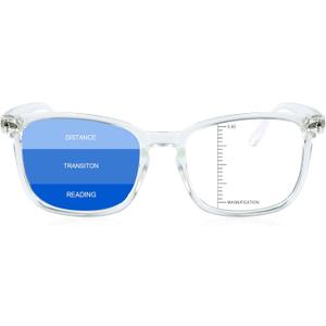 Vintage Square Progressive Multifocal Presbyopic Glasses, Anti-Blue Light Glasses for Men Women Readers (Transparent +0.00/+2.50 Magnification)