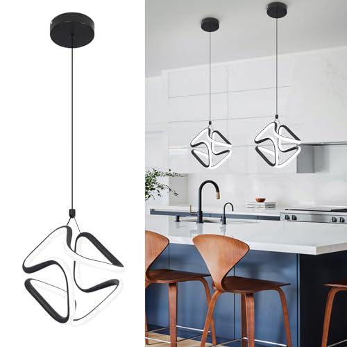 Vloitgol Black Led Pendant Light Fixtures,6000K Cool White Modern Pendant Lights for Kitchen Island,Adjustable Kitchen Island Light Fixture for Dining Room Bedroom Sink, 1 Pack
