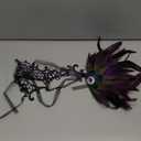 Halloween Masquerade Masks for Women - 2026 Peacock Feather Lace Mask 1920s Venetian Eyemask for Party (Black Purple)