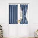 NICETOWN Blackout Door Curtain Thermal Insulated Blackout Window Cover for French & Front Doors with Adjustable Tieback, Room Darkening Shade for Privacy, Stone Blue, W30 x L50, 1 Panel