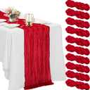 10 Pack Red Cheesecloth Table Runner 6FT Boho Gauze Fabric Table Runner Vintage Rustic Sheer Runners for Wedding Party Bridal Baby Shower Long Table Decorations (21"x72")