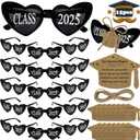15pcs Graduation Party Favors Class of 2025 Sunglasses, Grad Glasses with Crads Bulk Photo Booth Props Decorations Eyeglasses Accessories(Heart)