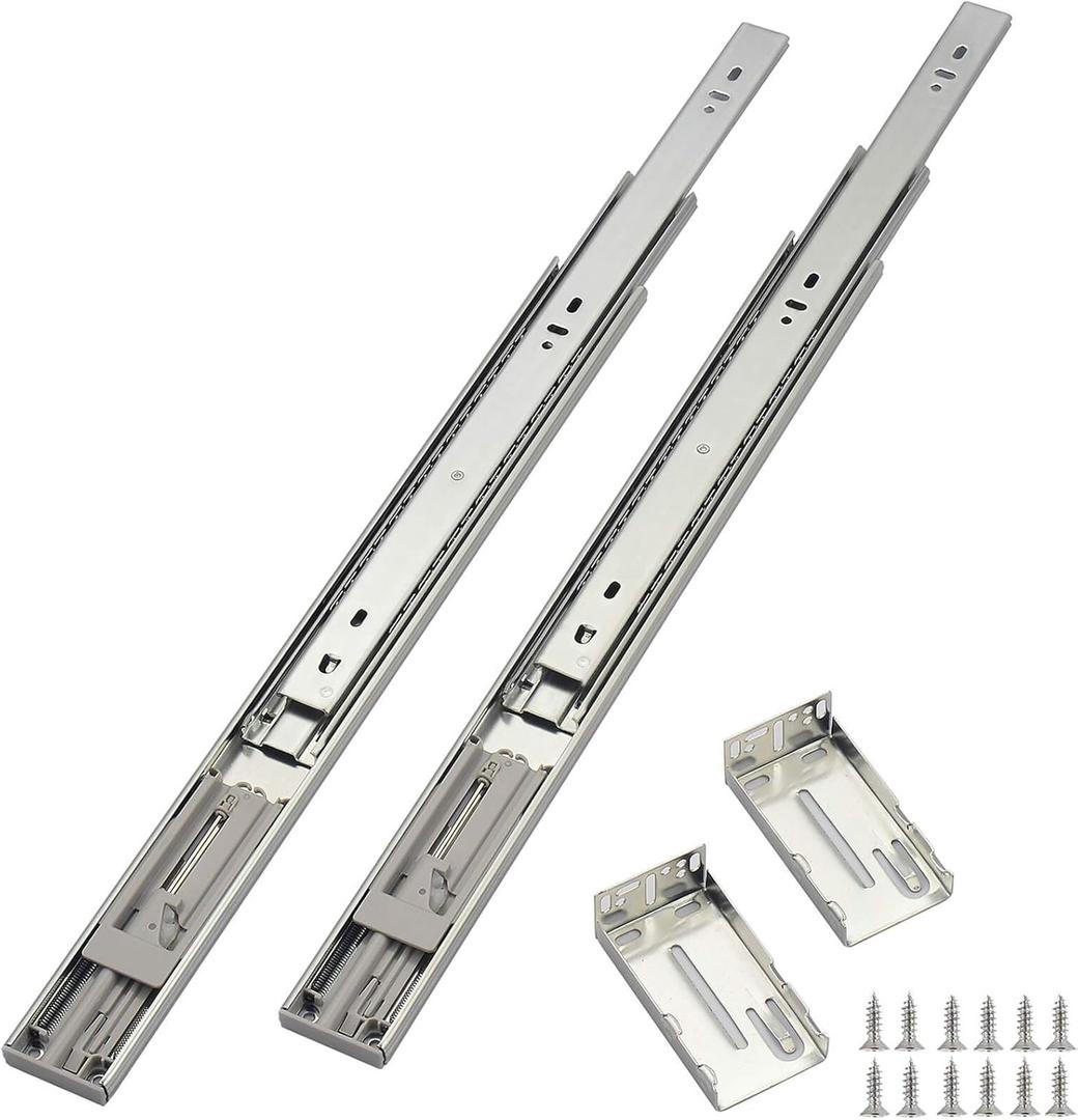 OCG Soft Close Drawer Slides 22 Inch (1 Pair), Full Extension Ball Bearing Low Noise Drawer Slides for Cabinets with Face Frame, with Rear Mounting Brackets