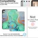 Supveco Case for iPad Air 11 Inch (M4 2026/M3 2025/M2 2024),iPad Air 5th/4th Generation 10.9 Inch 2022/2020 with Pencil Holder-[Auto Wake/Sleep],Premium Folio Stand Soft TPU Back Cover-Green Marble